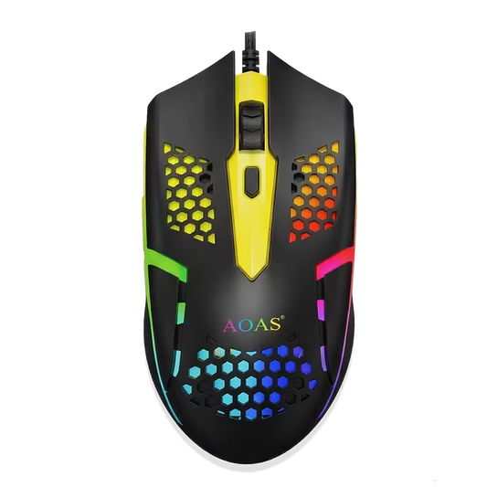 Mouse Gamer M37 - Diseño Honeycomb RGB | 3 DPI 1600 Cable 1.3m | Ultra Ligero 72g