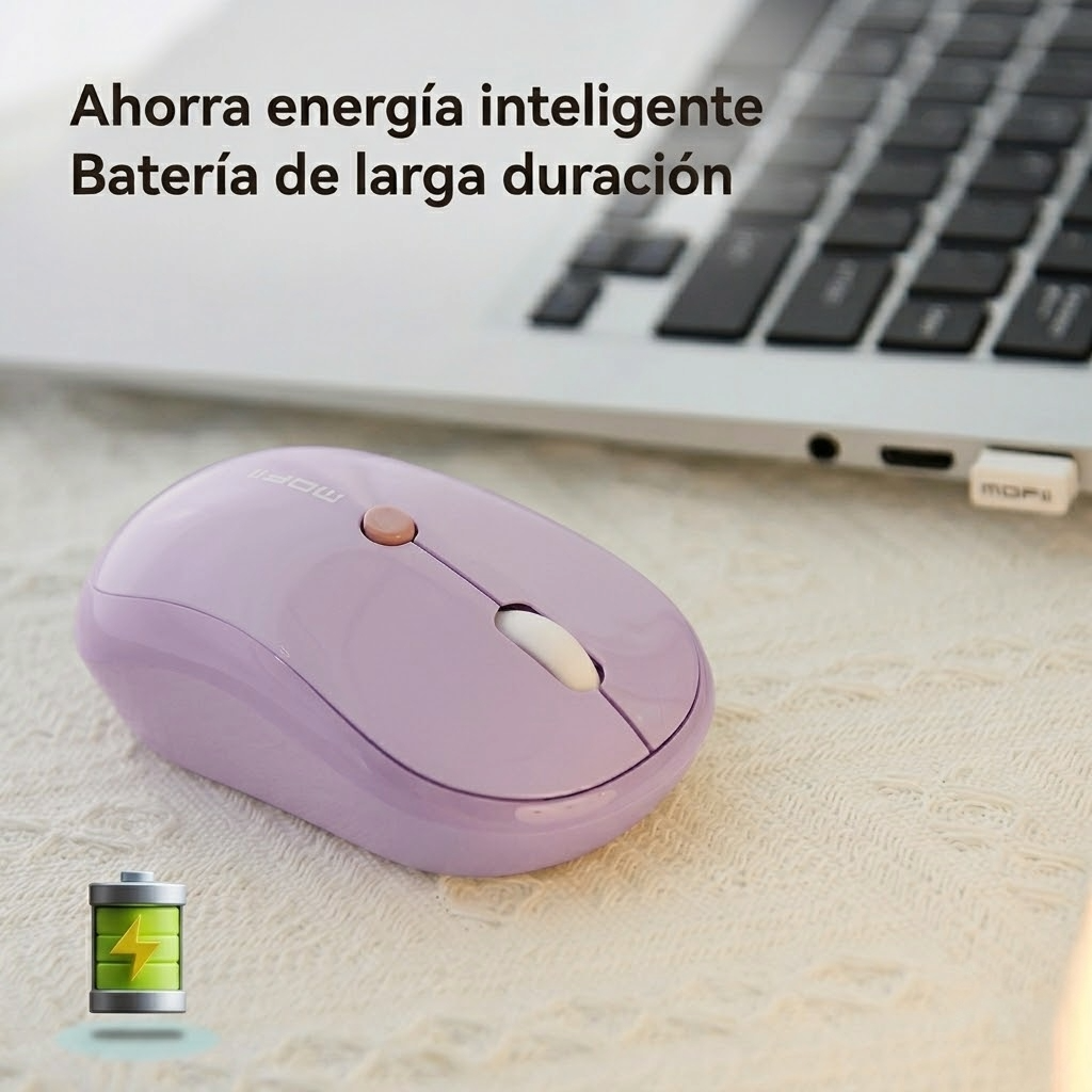 Mouse Inalámbrico Silencioso MOFII M5 MD Morado - Dual Mode Bluetooth 2.4G DPI 1600