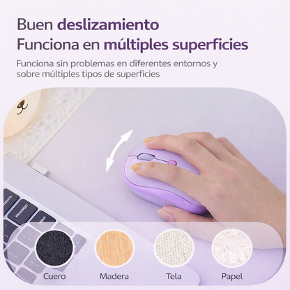 Mouse Inalámbrico Silencioso MOFII M5 MD Morado - Dual Mode Bluetooth 2.4G DPI 1600