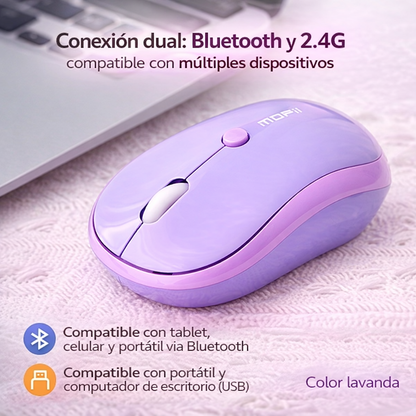 Mouse Inalámbrico Silencioso MOFII M5 MD Morado - Dual Mode Bluetooth 2.4G DPI 1600
