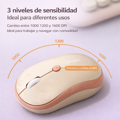 Mouse Inalámbrico Silencioso MOFII M5 MD Rosado - Dual Mode Bluetooth 2.4G DPI 1600