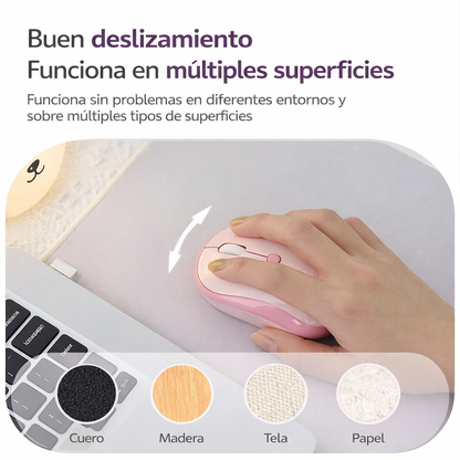Mouse Inalámbrico Silencioso MOFII M5 MD Rosado - Dual Mode Bluetooth 2.4G DPI 1600