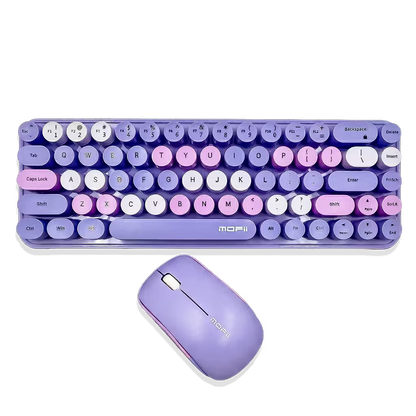 Combo Teclado y Mouse Inalámbrico Mofii Retro - 68 Teclas Redondas Morado | 2.4G Receptor Único