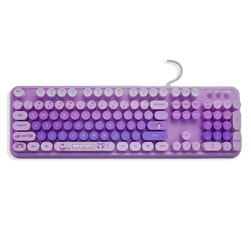 Teclado Cable MOFii Sweet Morado - 104 Teclas Retro USB Multimedia