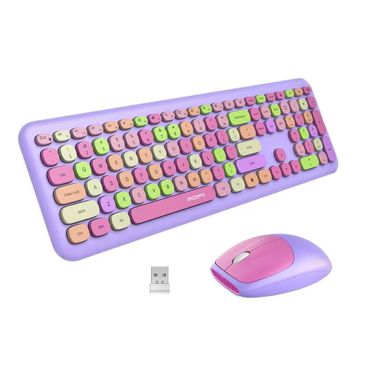 Combo Teclado y Mouse Inalámbrico MOFII 0060 — Morado - vista 2 combo teclado mouse