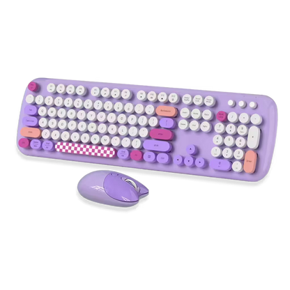 Combo Teclado y Mouse Inalámbrico Geezer Zero - Morado | 104 Teclas Redondas Full-Size | Bajo Ruido | 2.4G