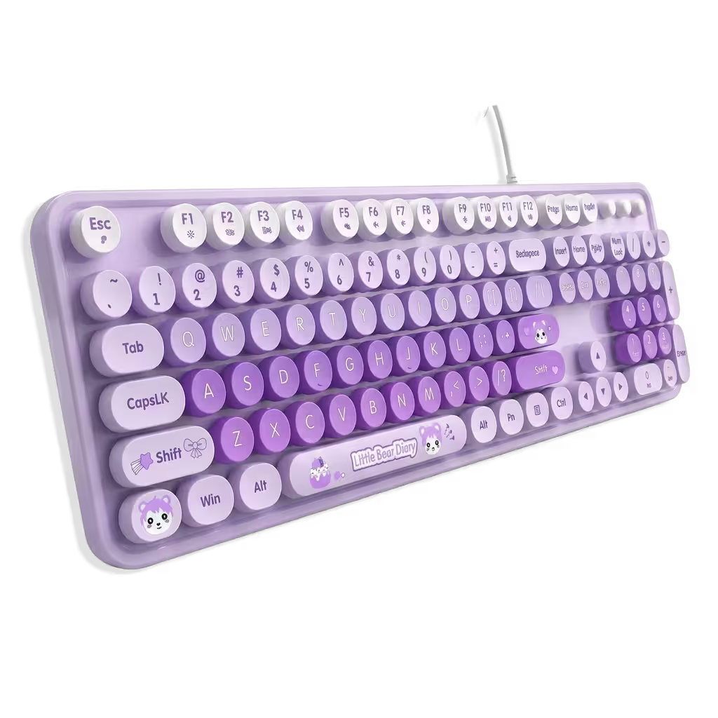 Teclado Cable MOFii Sweet Morado - 104 Teclas Retro USB Multimedia