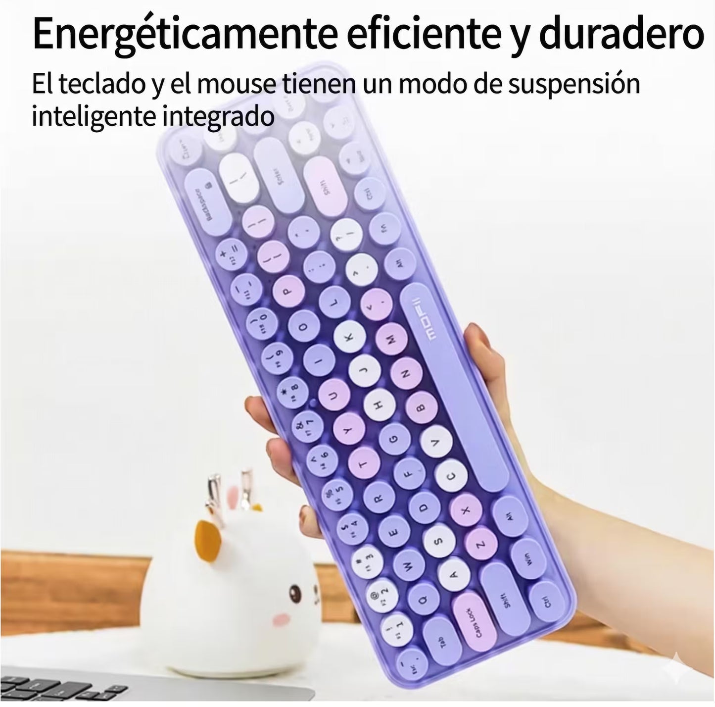 Combo Teclado y Mouse Inalámbrico Mofii Retro - 68 Teclas Redondas Morado | 2.4G Receptor Único
