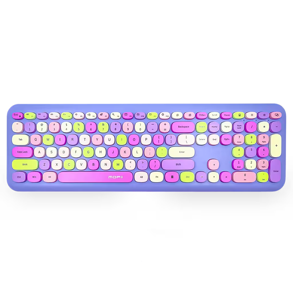 Combo Teclado y Mouse Inalámbrico MOFII 0060 — Morado | Membrana Ergónomico | 1200 DPI 10m | 2.4G