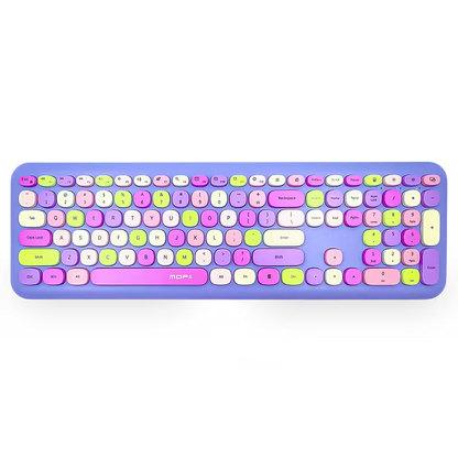 Combo Teclado y Mouse Inalámbrico MOFII 0060 — Morado | Membrana Ergónomico | 1200 DPI 10m | 2.4G