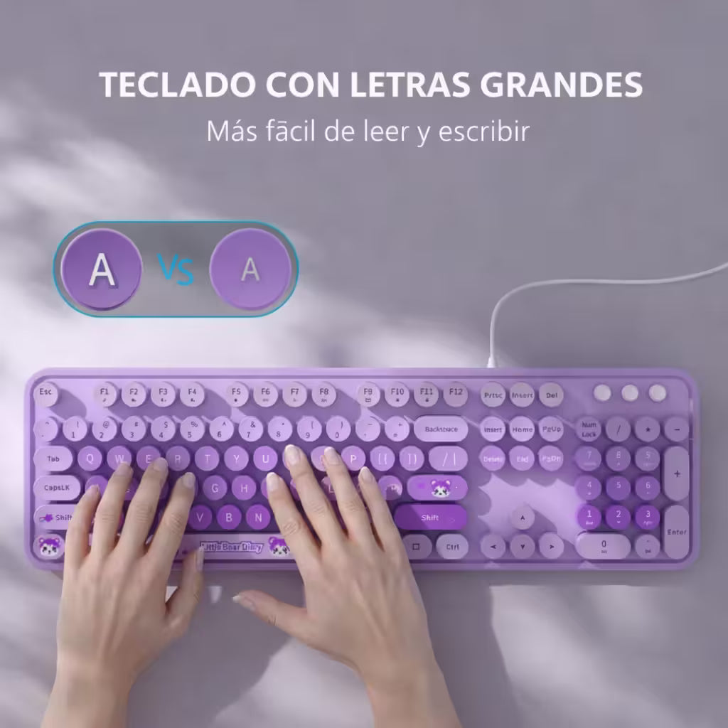 Teclado Cable MOFii Sweet Morado - 104 Teclas Retro USB Multimedia