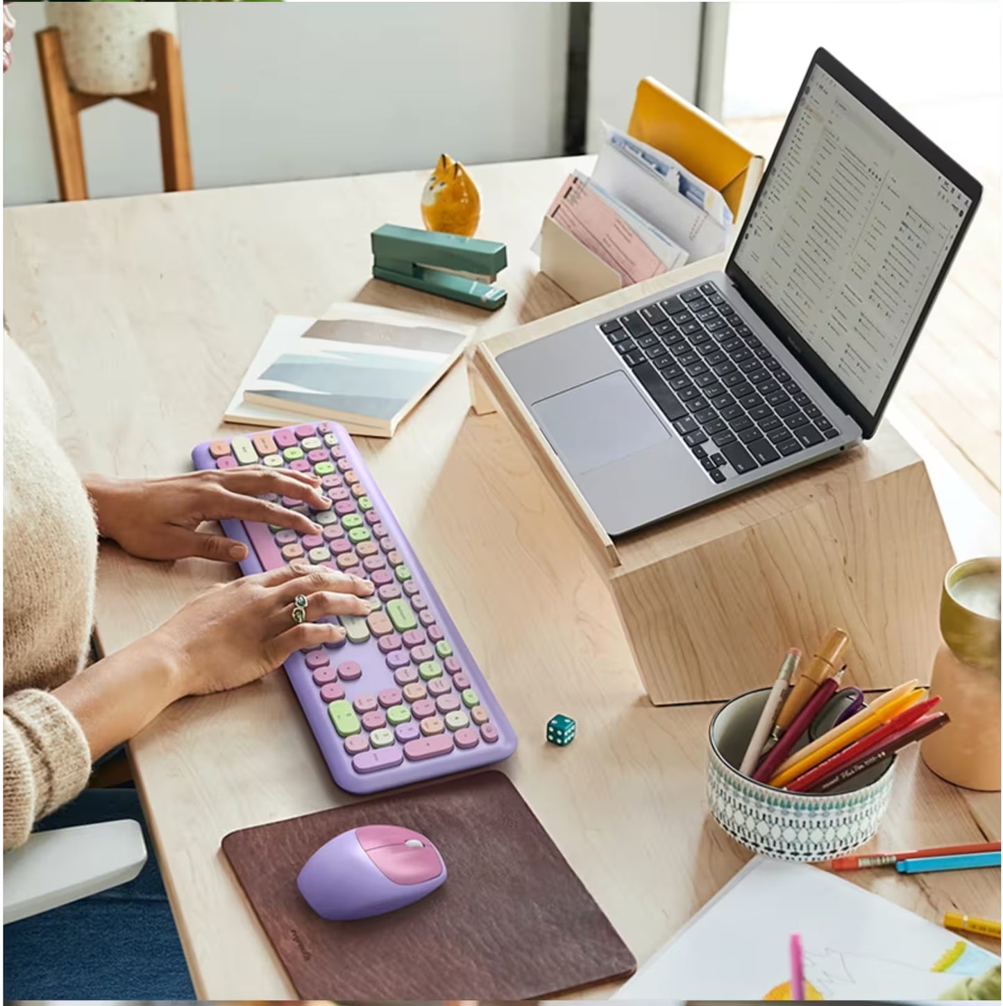 Combo Teclado y Mouse Inalámbrico MOFII 0060 — Morado | Membrana Ergónomico | 1200 DPI 10m | 2.4G