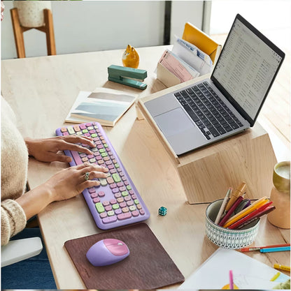 Combo Teclado y Mouse Inalámbrico MOFII 0060 — Morado | Membrana Ergónomico | 1200 DPI 10m | 2.4G