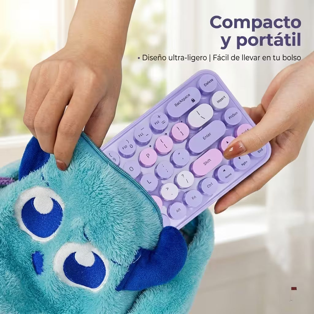 Combo Teclado y Mouse Inalámbrico Mofii Retro - 68 Teclas Redondas Morado | 2.4G Receptor Único