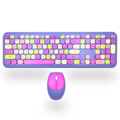 Combo Teclado y Mouse Inalámbrico MOFII 0060 — Morado | Membrana Ergónomico | 1200 DPI 10m | 2.4G
