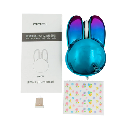 MOUSE INALAMBRICO SILENCIOSO MOFII | M6DM AZUL ELECTROPLATA