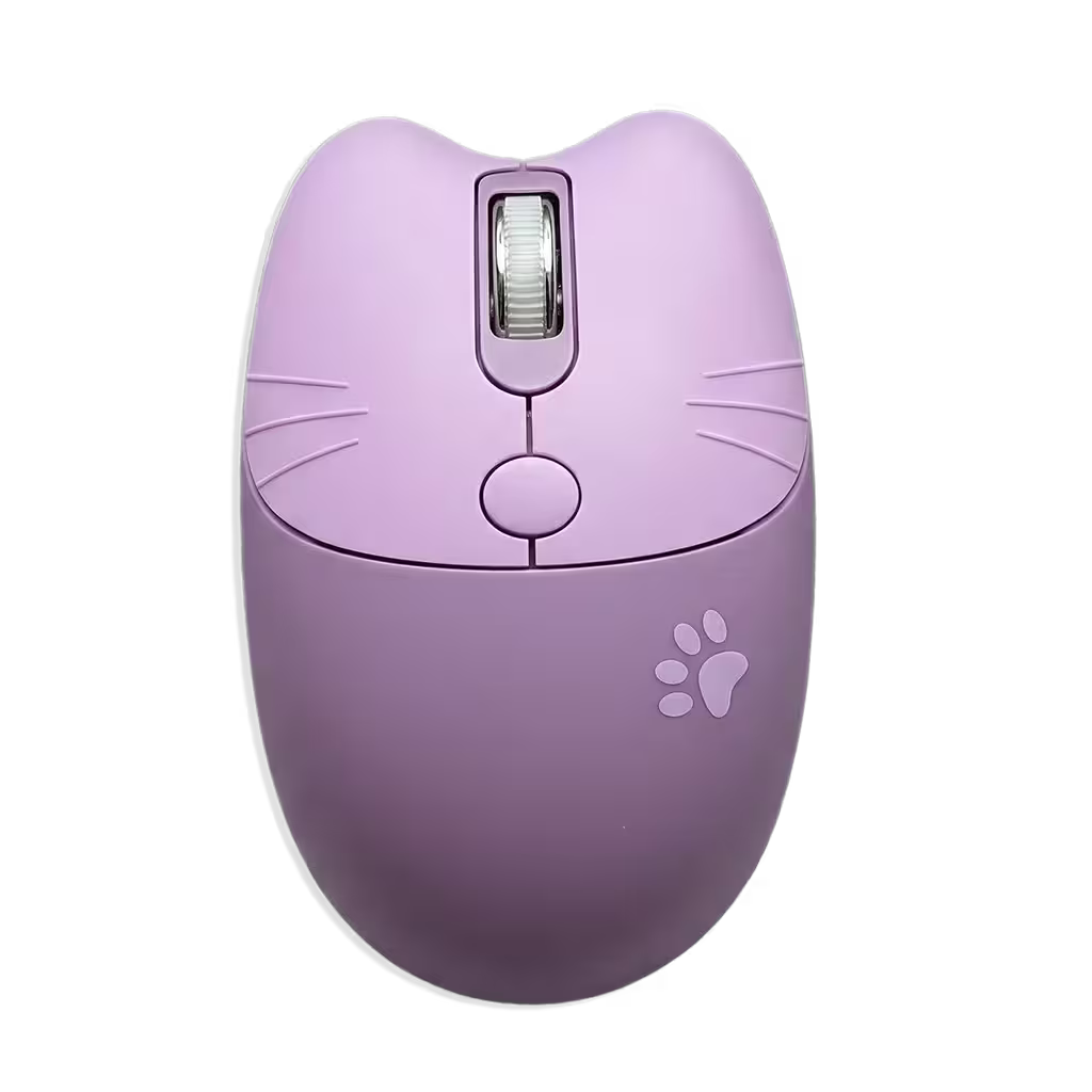 Mouse Inalámbrico MOFii M3 Morado - Silencioso 2.4G 1600 DPI Diseño Gato Ergonómico