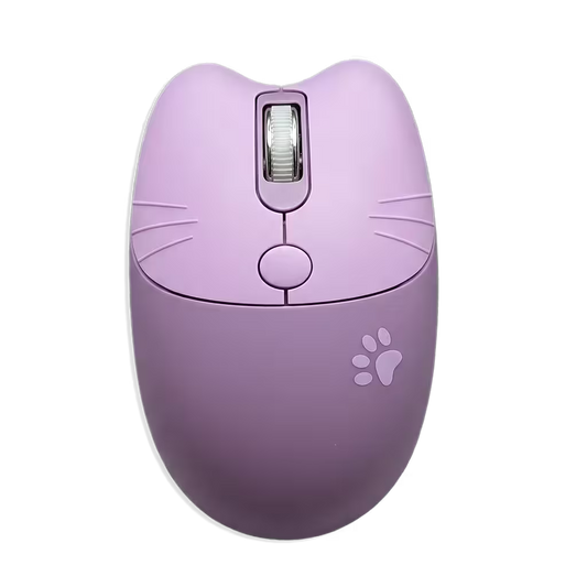 Mouse Inalámbrico MOFii M3 Morado - Silencioso 2.4G 1600 DPI Diseño Gato Ergonómico