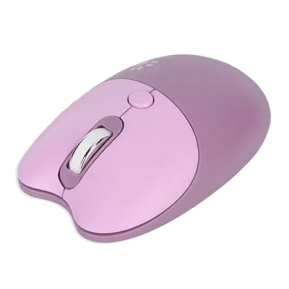 Mouse Inalámbrico MOFii M3 Morado - Silencioso 2.4G 1600 DPI Diseño Gato Ergonómico