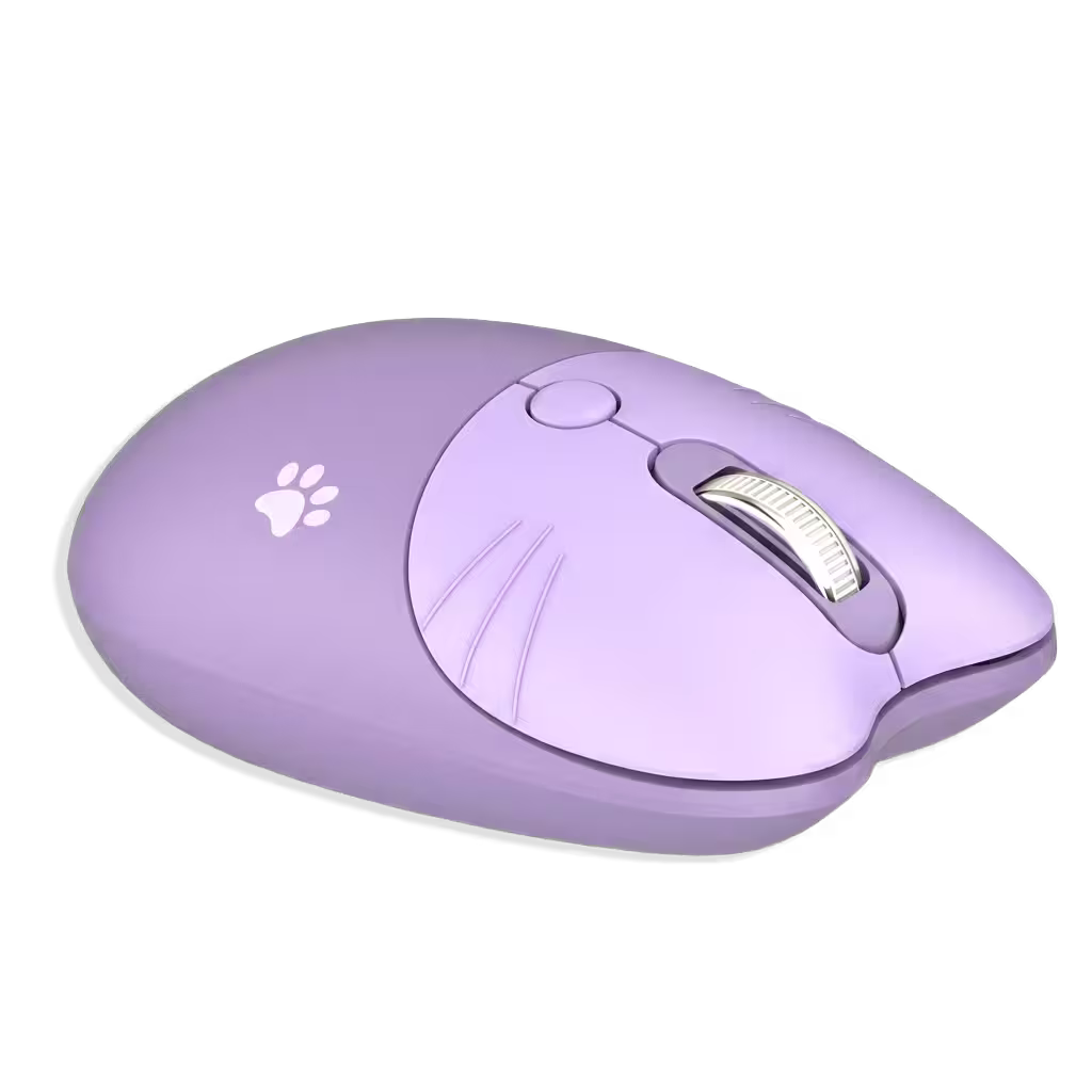 Mouse Inalámbrico MOFii M3 Morado - Silencioso 2.4G 1600 DPI Diseño Gato Ergonómico