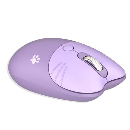 Mouse Inalámbrico MOFii M3 Morado - Silencioso 2.4G 1600 DPI Diseño Gato Ergonómico