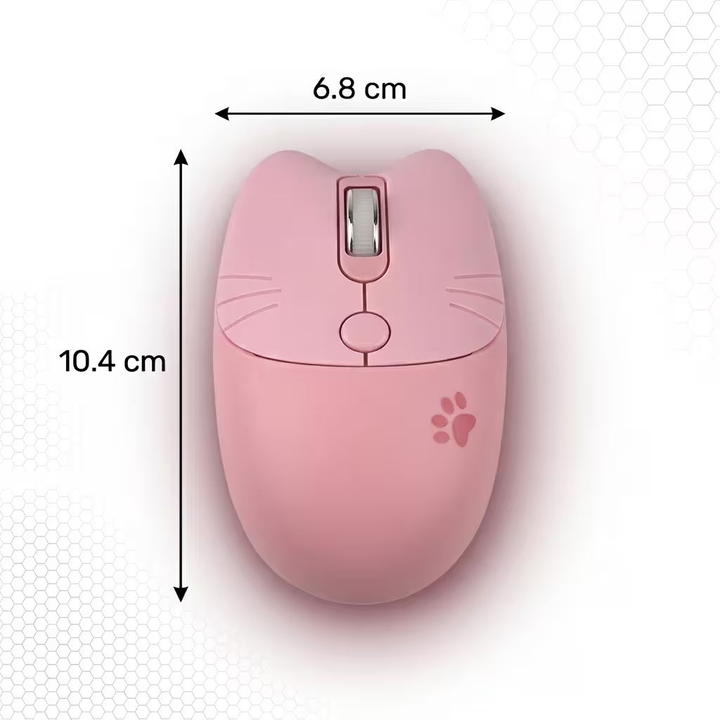 Mouse Inalámbrico MOFii M3 Rosado - Silencioso 2.4G 1600 DPI Gato Ergonómico