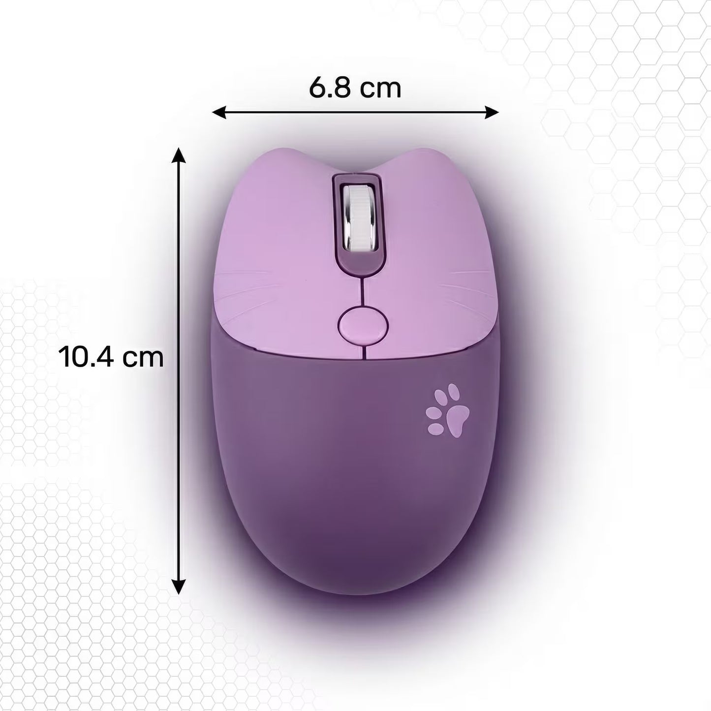 Mouse Inalámbrico MOFii M3 Morado - Silencioso 2.4G 1600 DPI Diseño Gato Ergonómico