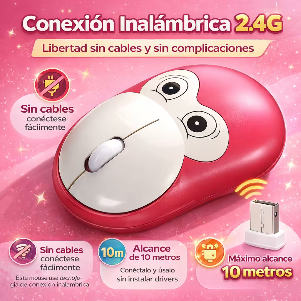 Mouse Inalámbrico Silencioso MOFII M7 Rojo - Diseño Mono 1200 DPI 2.4G Ergonómico