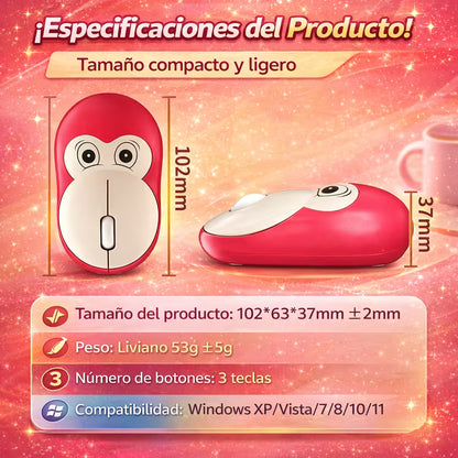 Mouse Inalámbrico Silencioso MOFII M7 Rojo - Diseño Mono 1200 DPI 2.4G Ergonómico