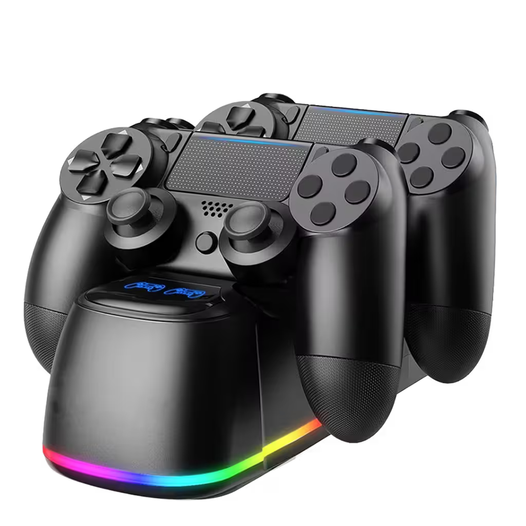 Base de Carga Dual PS4 RGB Negra – 2 Controles DualShock 4 | PS4, Slim y Pro