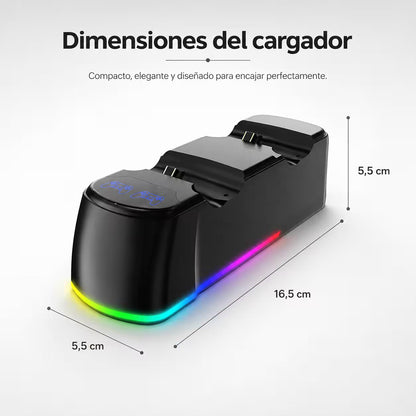 Base de Carga Dual PS4 RGB Negra – 2 Controles DualShock 4 | PS4, Slim y Pro