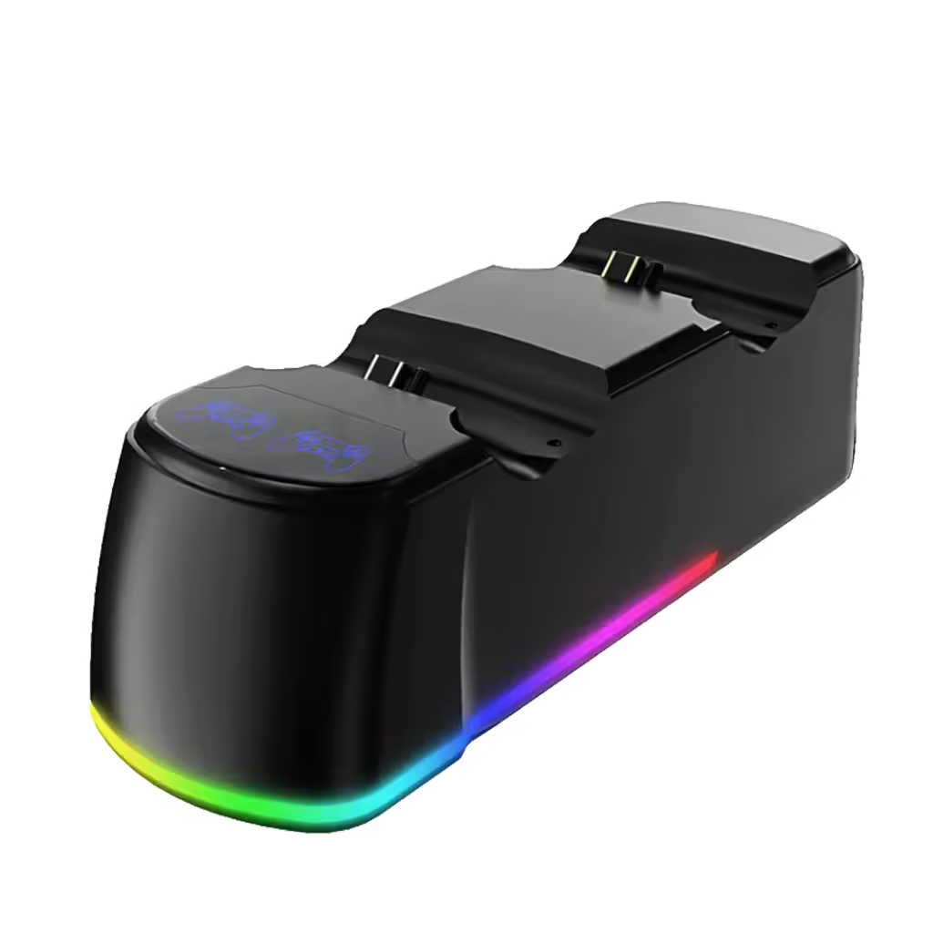 Base de Carga Dual PS4 RGB Negra – 2 Controles DualShock 4 | PS4, Slim y Pro