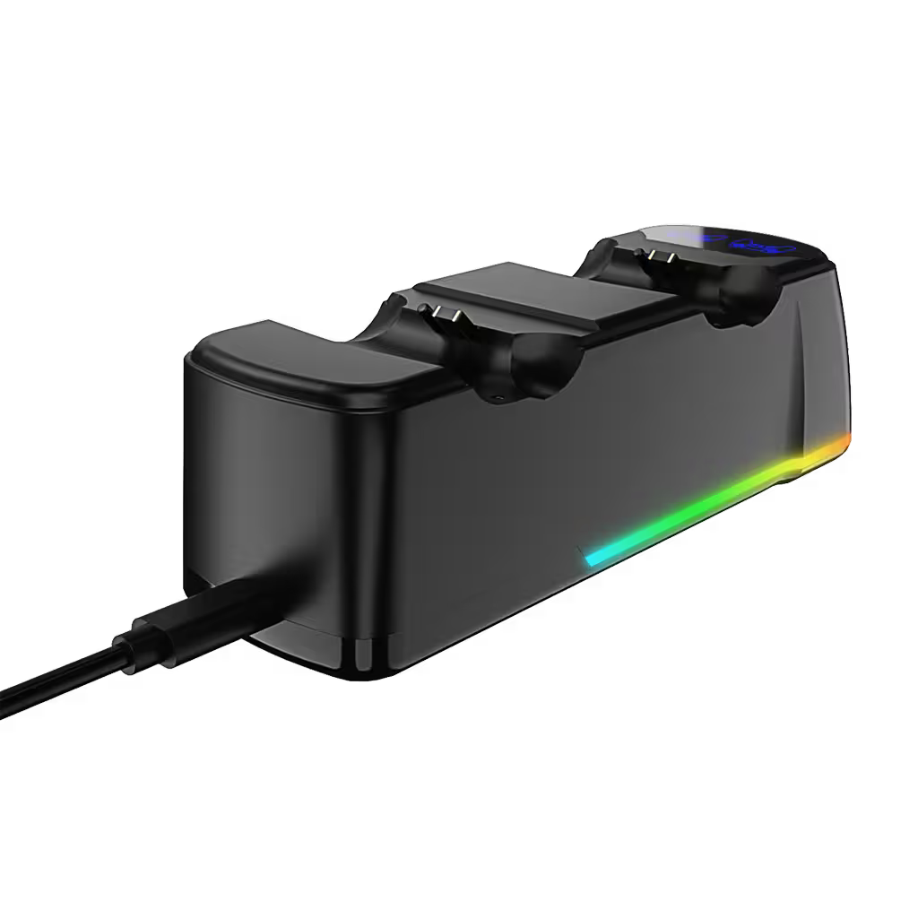 Base de Carga Dual PS4 RGB Negra – 2 Controles DualShock 4 | PS4, Slim y Pro