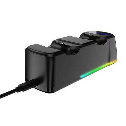 Base de Carga Dual PS4 RGB Negra – 2 Controles DualShock 4 | PS4, Slim y Pro