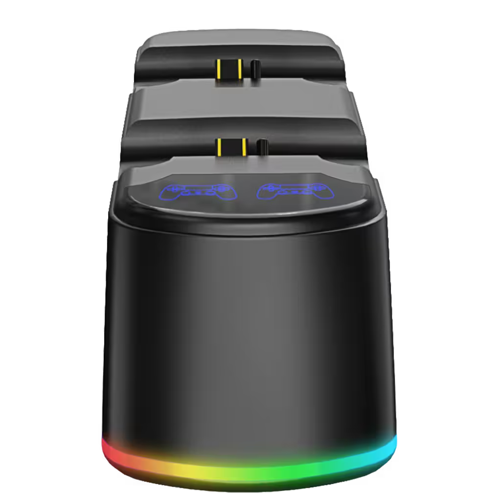 Base de Carga Dual PS4 RGB Negra – 2 Controles DualShock 4 | PS4, Slim y Pro
