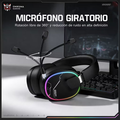 Audífonos Gamer Inalámbricos Onikuma GT836 - Negra - vista 2 diadema gamer audífonos