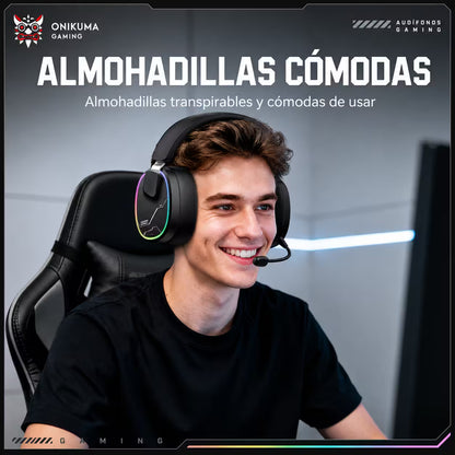 Audífonos Gamer Inalámbricos Onikuma GT836 - Negra - vista 3 diadema gamer audífonos