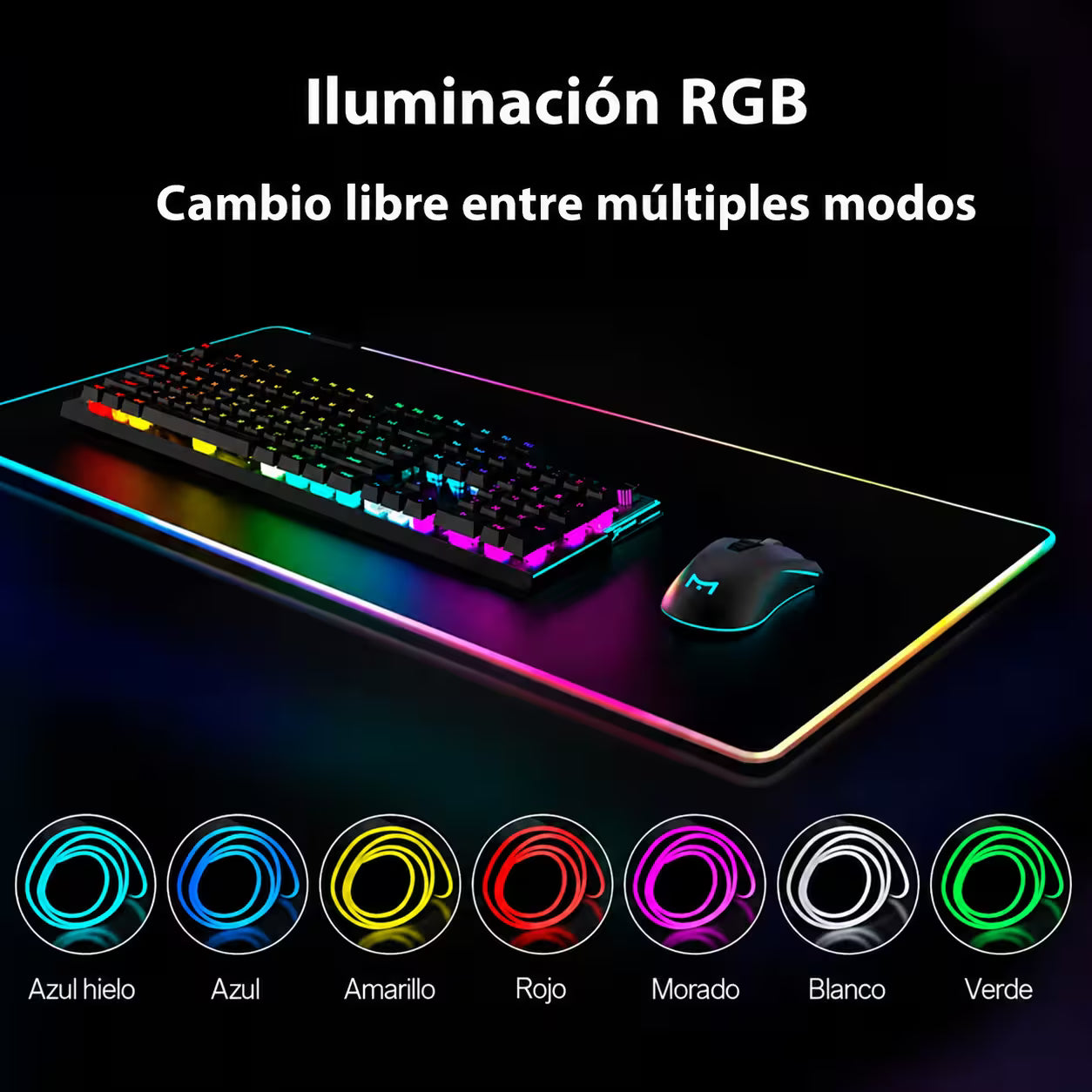 Pad Mouse Gamer RGB 80x30cm | Base Antideslizante Superficie Suave Costura Reforzada