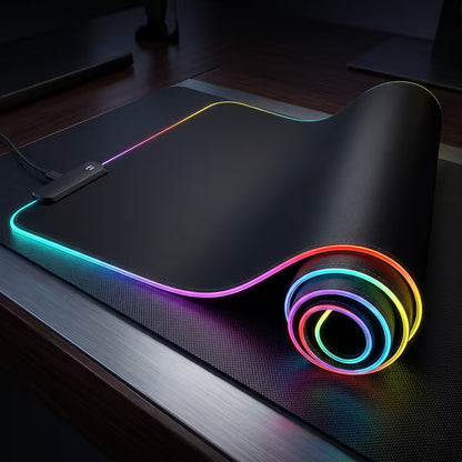 Pad Mouse Gamer RGB 80x30cm | Base Antideslizante Superficie Suave Costura Reforzada