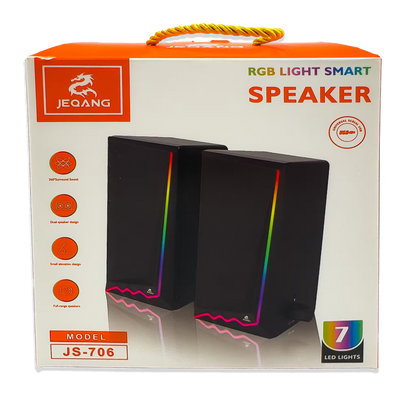 Parlantes RGB JEQANG JS-706 – Sonido Envolvente 360° | 7 LEDs | USB 5V