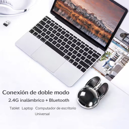 Mouse Inalámbrico Mofii M6 DM - Plateado Rabbit Ear | Triple Conexión Bluetooth 2.4G Silencioso