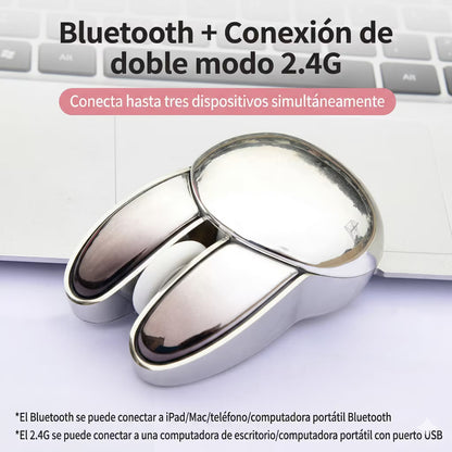 Mouse Inalámbrico Mofii M6 DM - Plateado Rabbit Ear | Triple Conexión Bluetooth 2.4G Silencioso