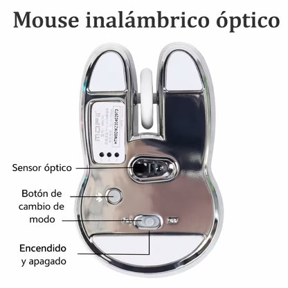 Mouse Inalámbrico Mofii M6 DM - Plateado Rabbit Ear | Triple Conexión Bluetooth 2.4G Silencioso