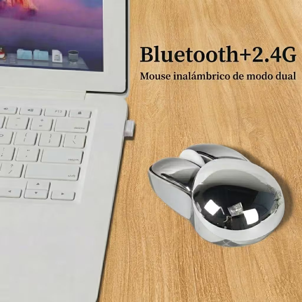 Mouse Inalámbrico Mofii M6 DM - Plateado Rabbit Ear | Triple Conexión Bluetooth 2.4G Silencioso