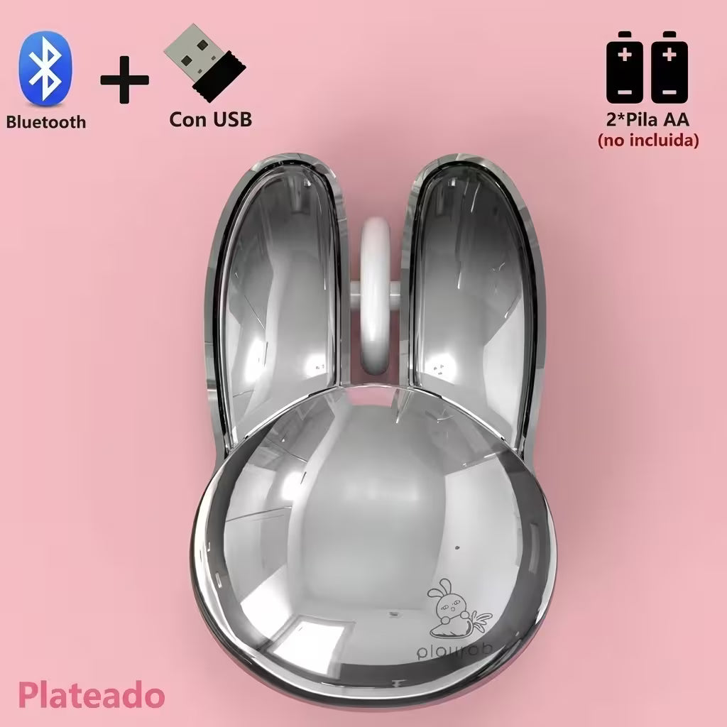 Mouse Inalámbrico Mofii M6 DM - Plateado Rabbit Ear | Triple Conexión Bluetooth 2.4G Silencioso
