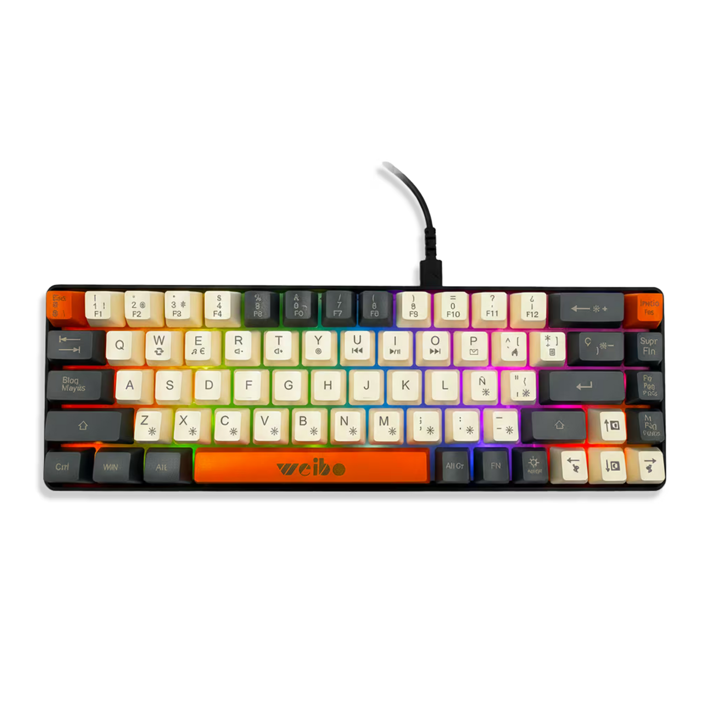 Teclado Gamer Weibo WB-333: Compacto, Cable Tipo-C y Luz Multicolor