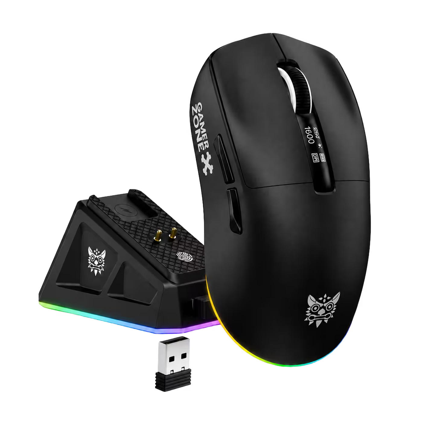 Mouse Gamer Inalámbrico Recargable ONIKUMA DM07 RGB 24000 DPI 1000Hz con Base de Carga