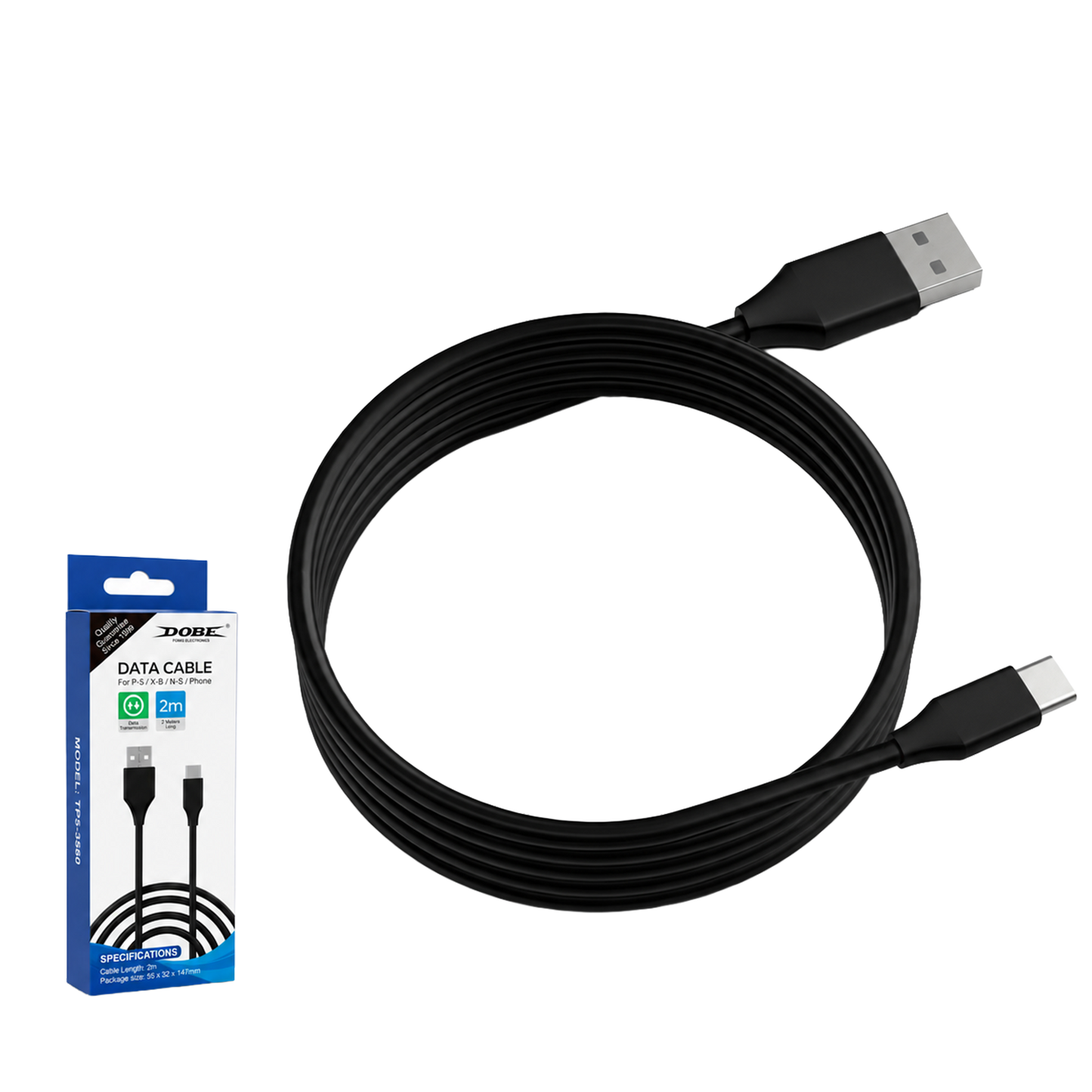 Cable USB-A a USB-C DOBE 2m – Carga + Datos | PS5 | Xbox Series X/S | Nintendo Switch | Móviles