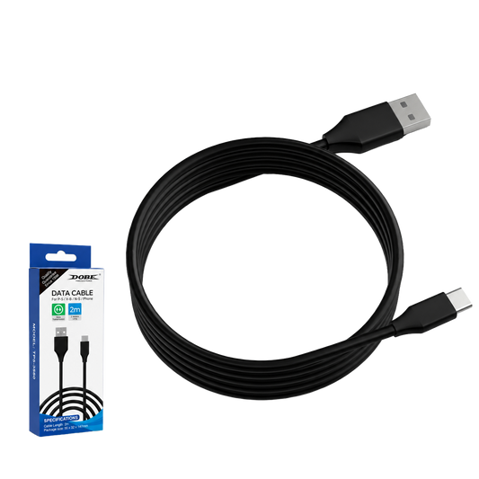 Cable USB-A a USB-C DOBE 2m – Carga + Datos | PS5 | Xbox Series X/S | Nintendo Switch | Móviles