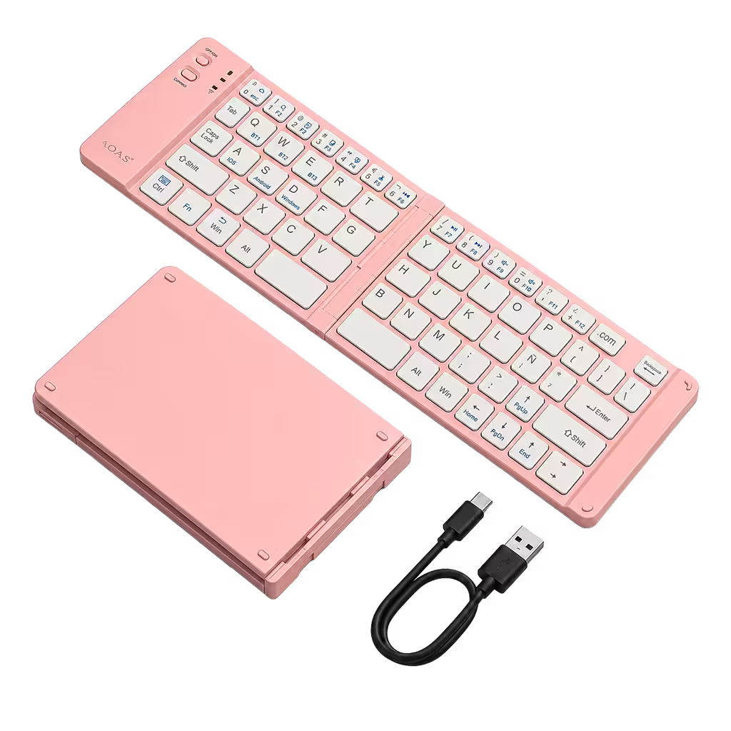 Teclado Plegable Bluetooth AOAS A-1006 Rosado - Inalámbrico Portátil QWERTY